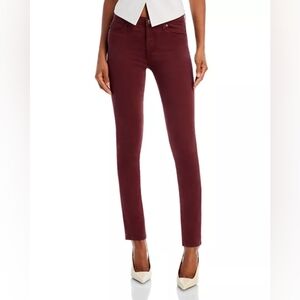 AG Prima Mid Rise Sateen Cigarette Jeans in Dark Plum